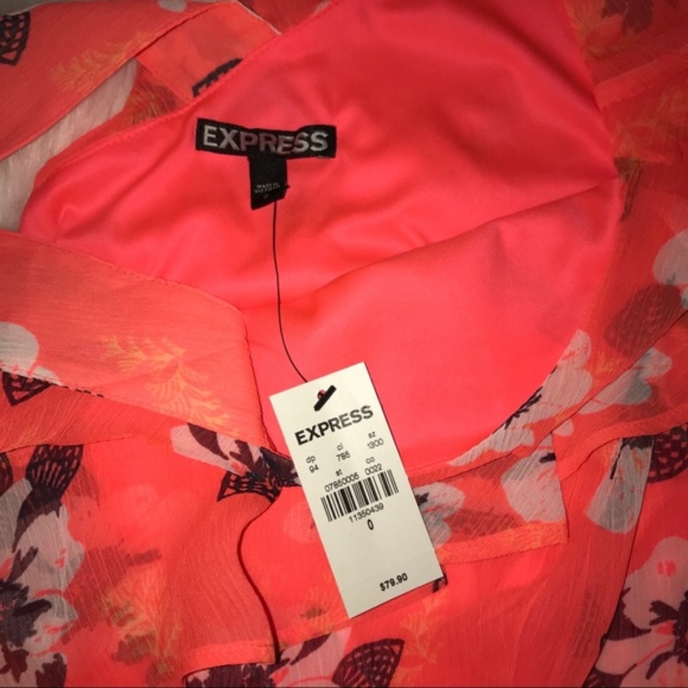 NWT! Express Floral Ruffle Dress - Size 0 - Picture 7 of 7